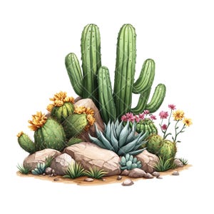 12 imágenes PNG de plantas desérticas: cactus, suculentas y flora árida transparentes de alta calidad para proyectos digitales, impresos y creativos.
