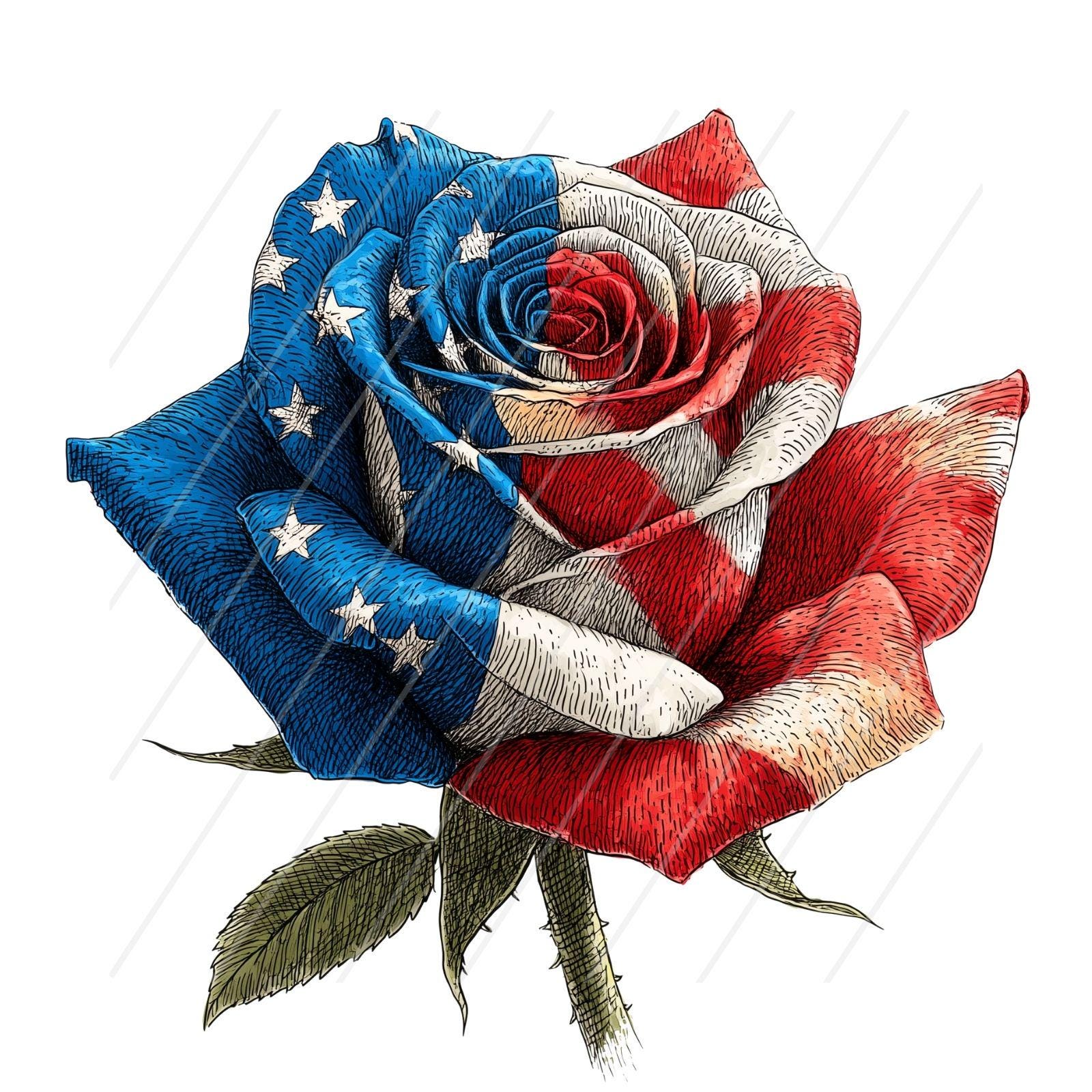 Patriotic Floral PNG Bundle Clipart, Red White Blue Flowers ...