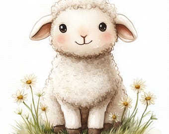 Watercolor Sheep Clipart Set: Farm Animal Illustrations (Digital Download)