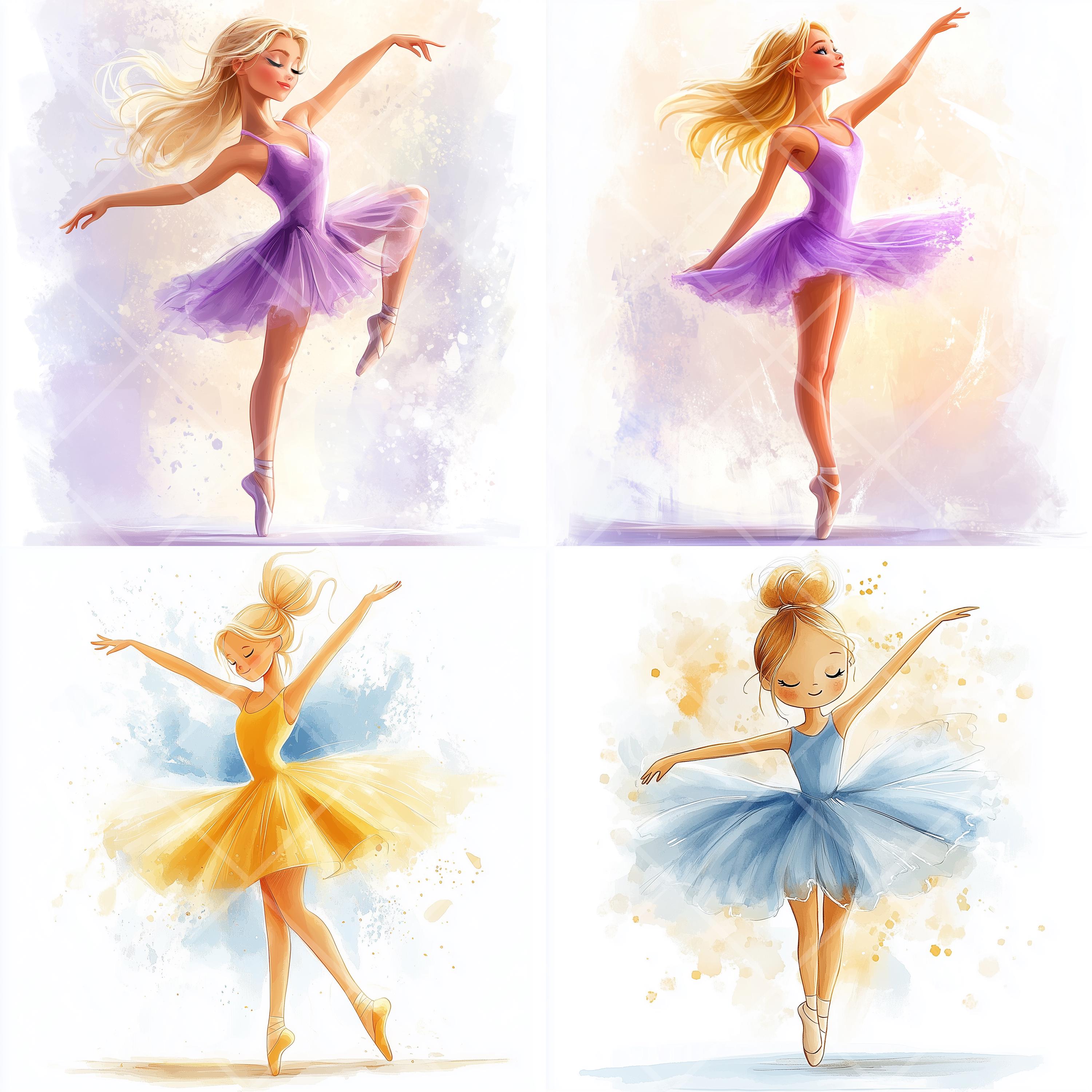 エレガントなバレリーナのクリップアート：踊るバレエガールのイラスト