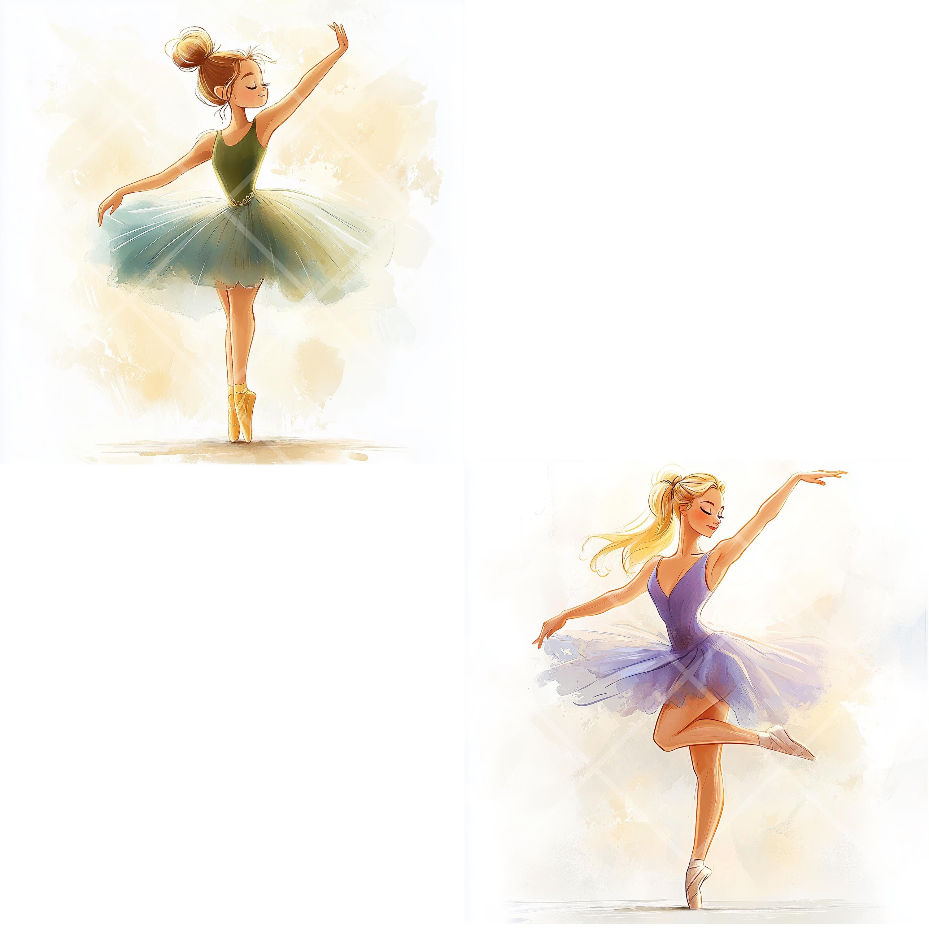 エレガントなバレリーナのクリップアート：踊るバレエガールのイラスト