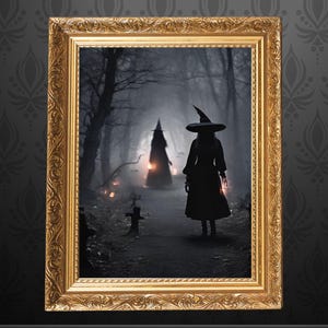 Witchy Decor Halloween Wall Art Printable Vintage Witch Halloween Rustic Halloween Decor Vintage Halloween Paintings Vintage Witch Wall Art