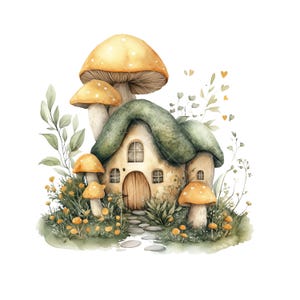 10 Fairytale House Clipart PNG, Fairy Clipart, Watercolor, PNG, Magical Fairytale House,  Paper Crafts, Scrapbooking, digital Download
