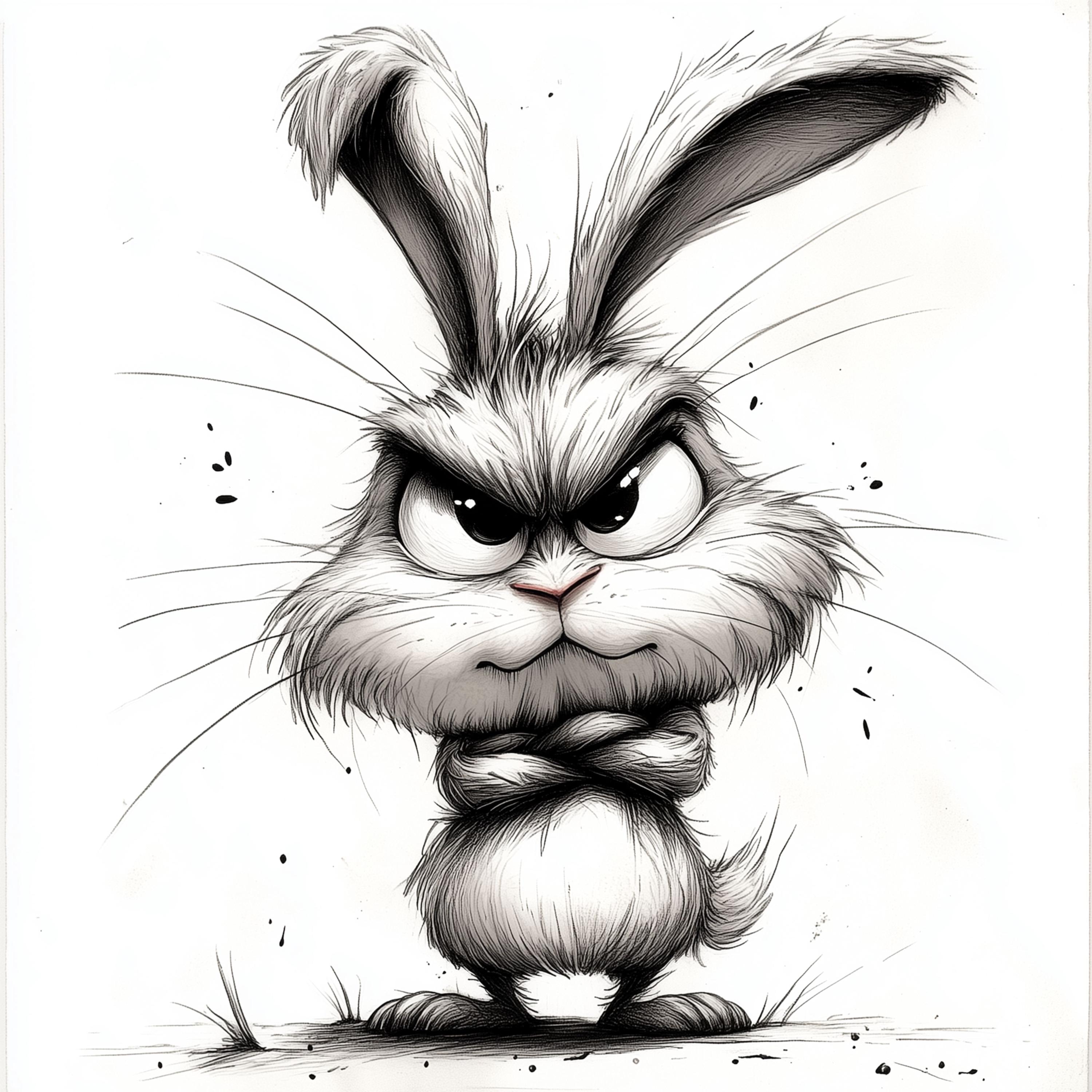 Grumpy Bunny Clipart Set: Watercolor Angry Rabbit Illustration (digital ...