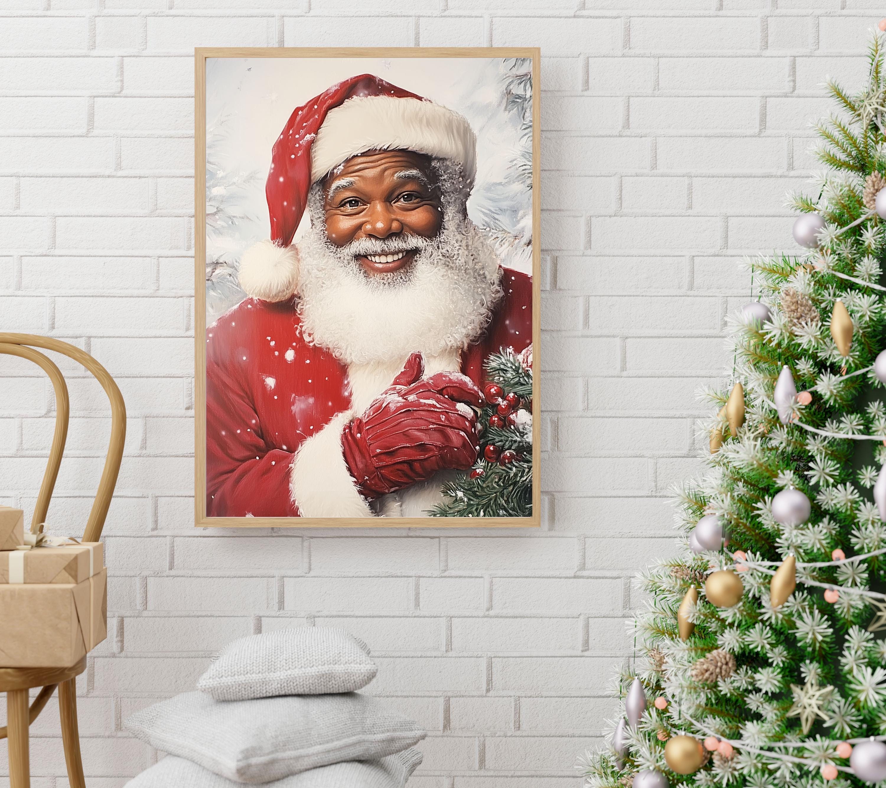 Black Santa Claus Art Print: Vintage Christmas Wall Decor (digital  Download) - Etsy, image size:3000x2666