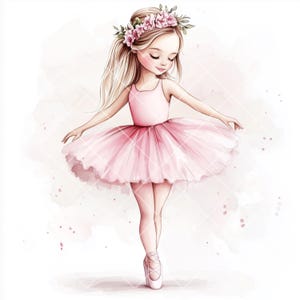 18 meisje ballerina clipart, balletdanser, afdrukbare aquarel clipart, jpg, digitale download, roze papierhandwerk, junk journal