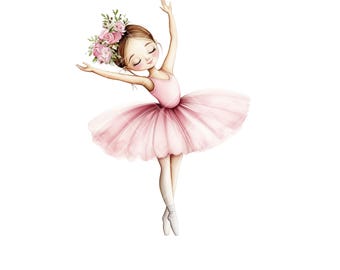 13 Little Girl Ballerina Clipart, Ballet Dancer, Printable Watercolor Clipart  PNG, Digitaler Download, pink, Papierhandwerk, Junk journal