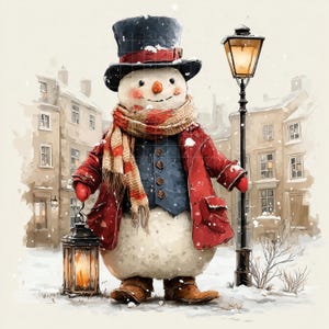 Vintage Snowman Clipart Bundle: Retro Christmas Images (Digital Download, 13 JPGs