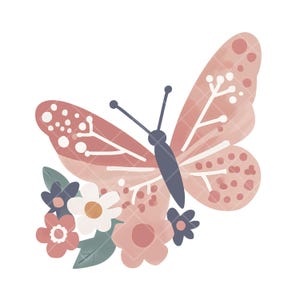 Clipart papillon floral – 12 éléments PNG – Papillons et fleurs bohèmes pastels – Graphiques d'arrière-plan transparents de haute qualité