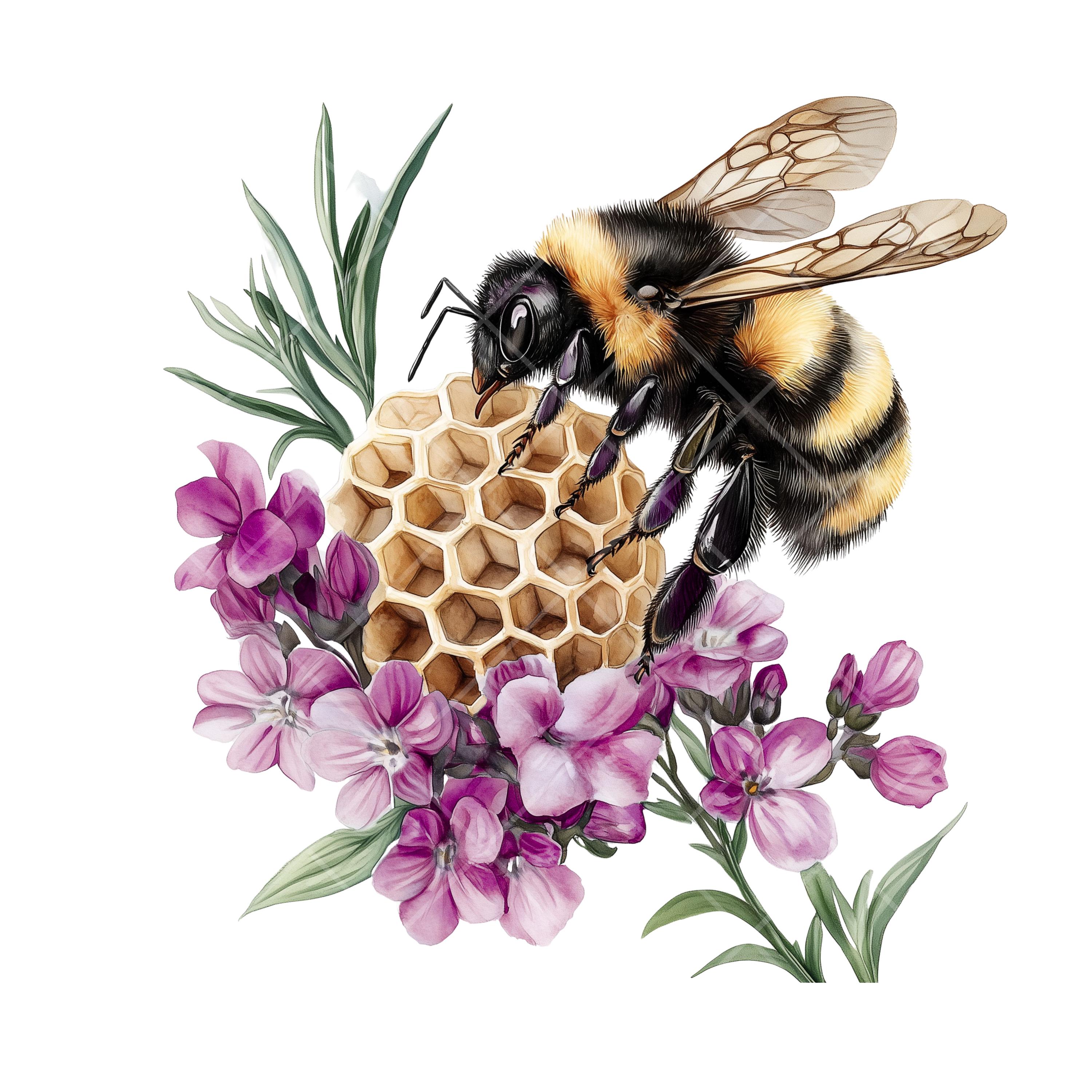 16 Bees Clipart PNGs, Honey Clipart, Beehive, Printable Watercolor clipart, High Quality PNGs, Digital download, Paper craft, junk journals