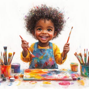10 JPG Clipart Bundle afro american Children&#39;s Art Scene High-resolution digital illustrations for scrapbooking, journaling,crafts and more