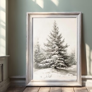 Vintage Christmas Tree Art Print | Digital Download,Winter Pine Tree Decor  Festive Holiday Decor - Retro Christmas Art ,Holiday decoration,