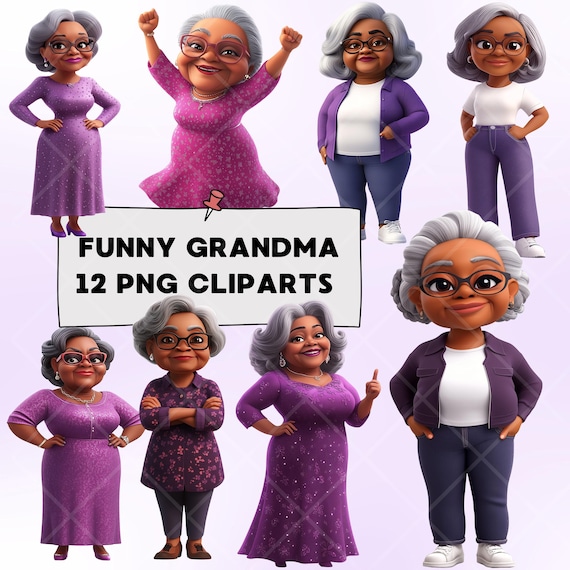 Funny Black Grandma Clipart: Sassy PNG Illustrations (digital Download) -  Etsy