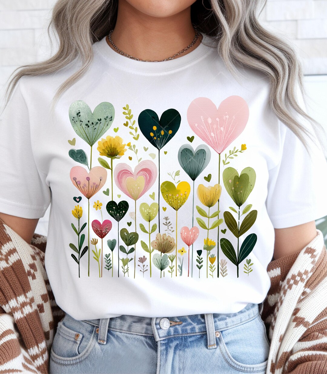 Valentine Heart Flower PNG Set, Whimsical Floral Clipart Bundle, Love ...