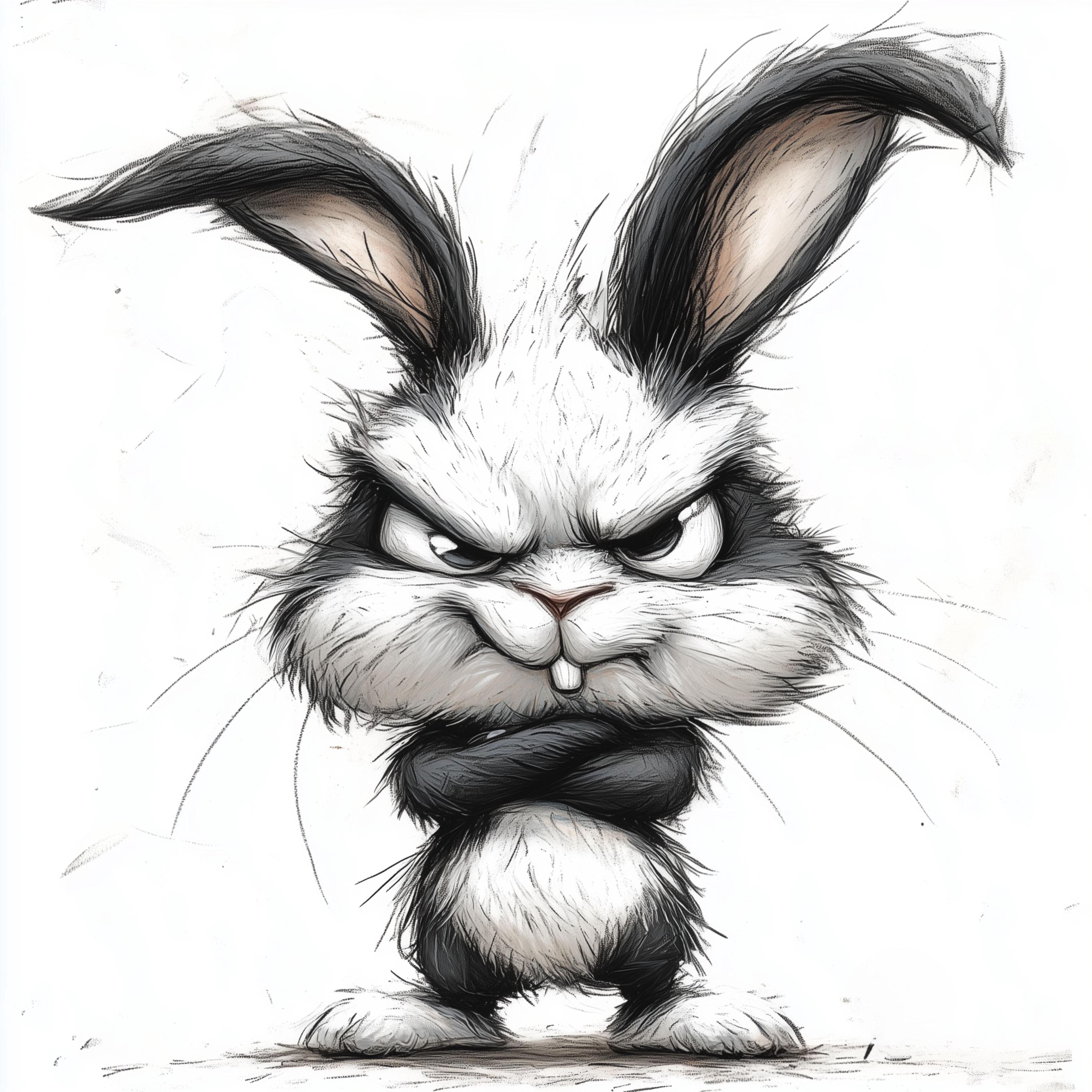 Grumpy Bunny Clipart Set: Watercolor Angry Rabbit Illustration (digital ...