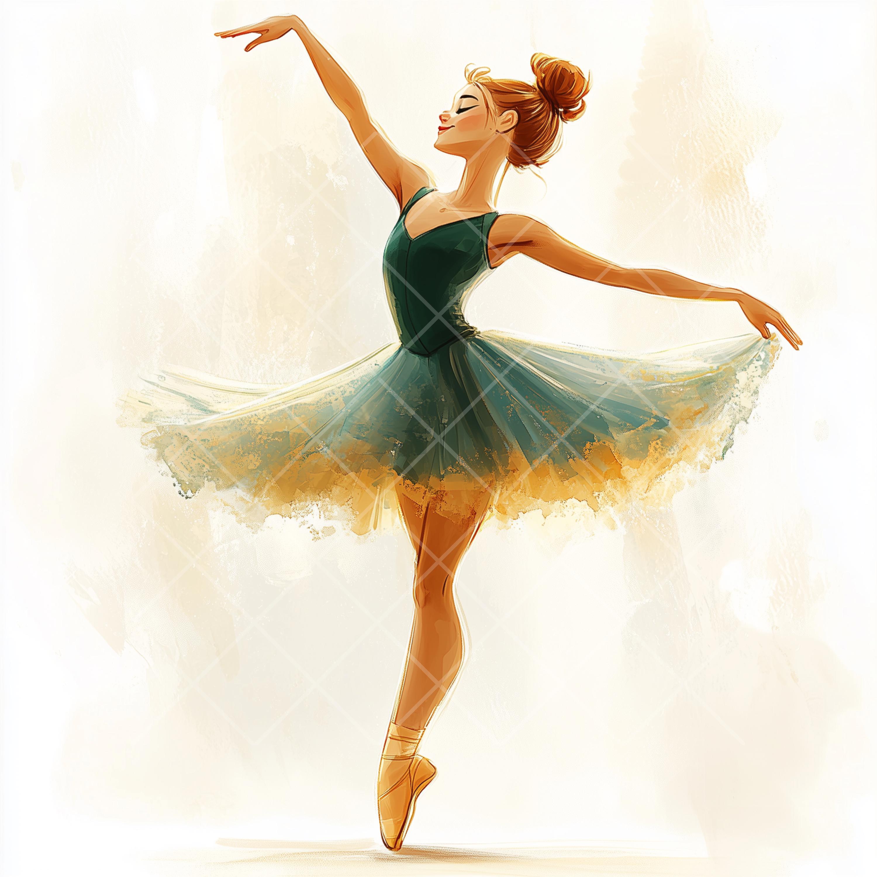 エレガントなバレリーナのクリップアート：踊るバレエガールのイラスト