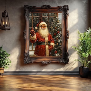 Black Santa Printable Art | African American Christmas Wall Decor | Digital Download Holiday Posters | Santa Claus Christmas Prints