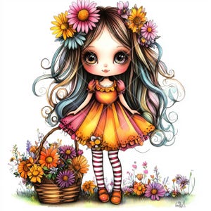 10 rustieke Boho Girl-clipart - hoge kwaliteit JPG's met vintage bloemencharme voor DIY, scrapbooking en printprojecten, boho Girls-clipart,