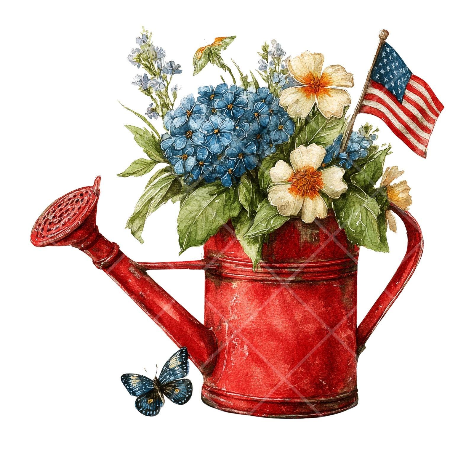 Patriotic Flowers Clipart PNG, 4th of July Floral Bundle, Americana ...