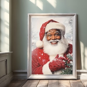 Afroamerikaner Santa Black Santa Claus Art Print, African American Wall Art Digital , christmas Art, Gift for christmas,black culture art,