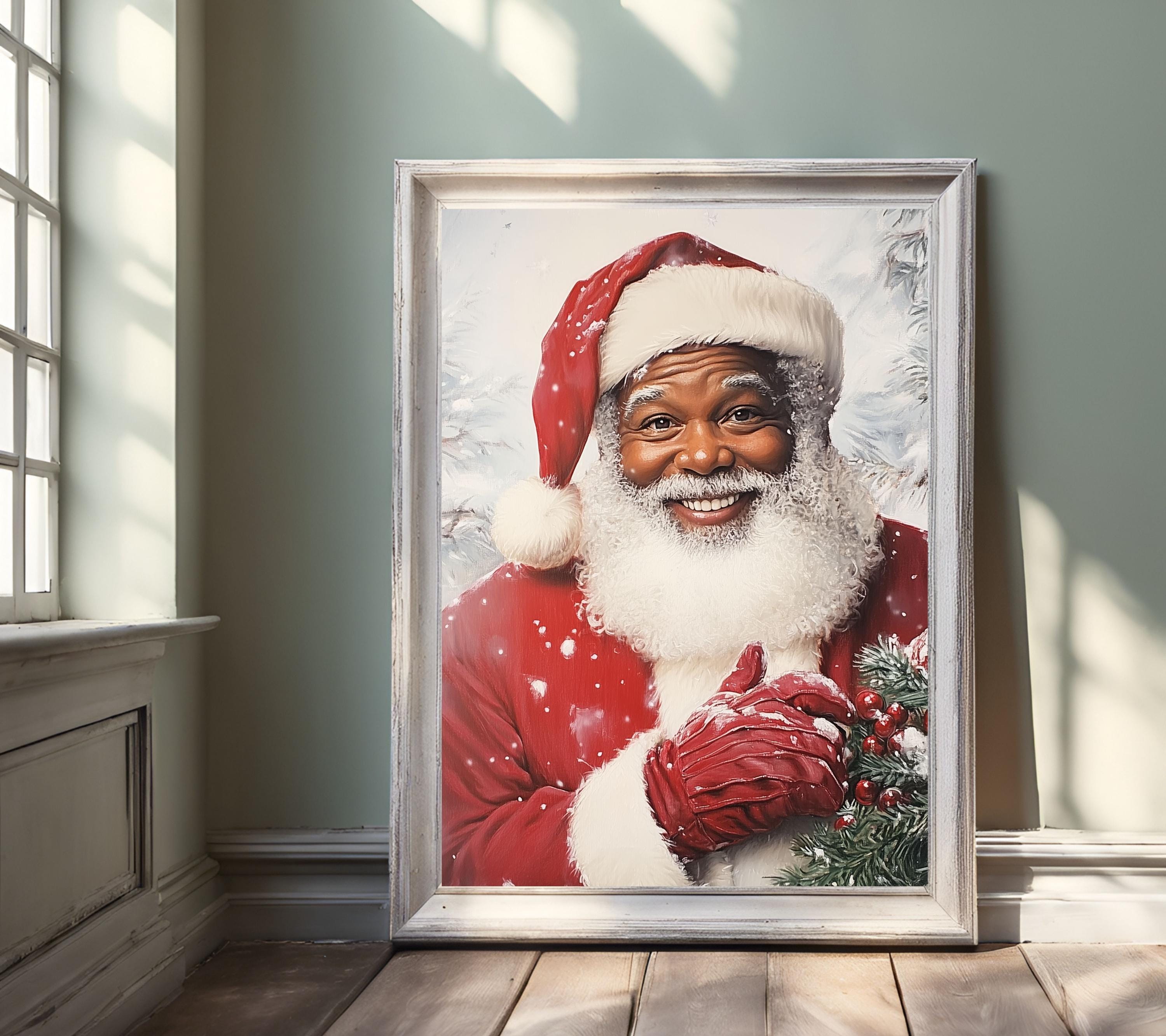 ブラックサンタクロースのアートプリント：ヴィンテージクリスマス