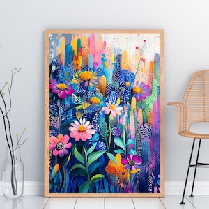 Maximalist Wall Art,Digital Download ,  Abstract Wall Art, Digital Wall Art, Colorful Wall Art, floral, Printable Eclectic Wall Art