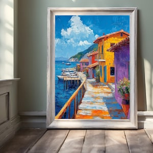 Mediterranean Wall Art Print, Coastal Post, Printable Wall Art, Digital Download, Seaside Print,