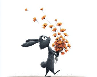 28 imágenes prediseñadas de conejito caprichoso en formato JPG, linda ilustración de conejo, arte de animales de guardería, paquete JPG estilo cuento de hadas para imprimir en manualidades.