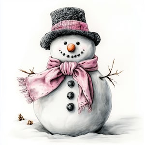 10 Adorable Snowman with Pink Accessories,Pastel Clipart JPG for Crafts- JPG on White Background ,Christmas jpg,Junk Journaling Scrapbooking