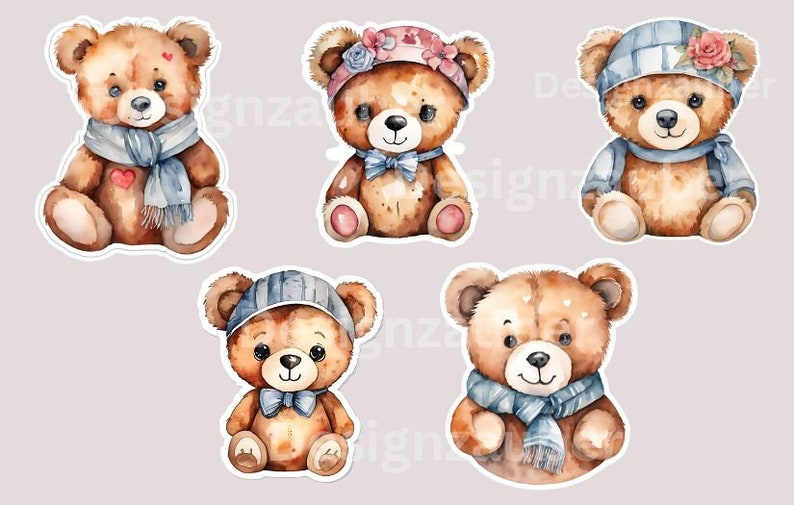 Süße Teddybär Sticker Set Aus 10 Png-dateien Für Diy-spaß Tier Sticker ...