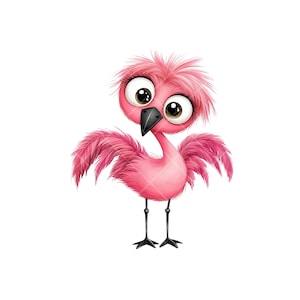 Adorable flamenco rosado 10 imágenes prediseñadas / Lindo animal de acuarela PNG, lindo animal clipart, flamenco de acuarela, decoración tropical PNG