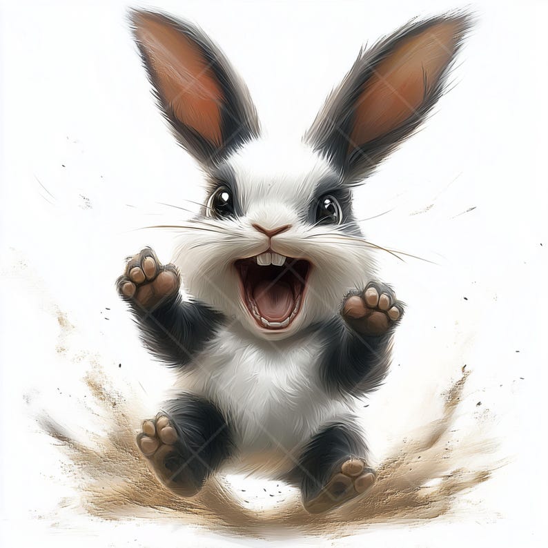 14 Happy and Angry Bunny Clipart Set | Cute Rabbit Emotion JPG| Digital ...