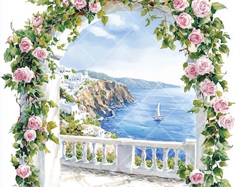 水彩画　春の花のアーチと海　値段は※900円です il_340x270.6701954113_14f5.jpg