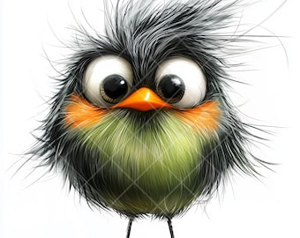 Whimsical Cartoon Birds Clipart: Funny Animal Art (Digital Download)