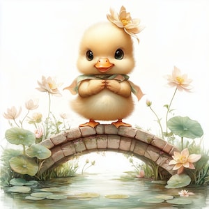 Ensemble de cliparts canard aquarelle-15 bébés canetons JPG-art mignon de canard pour l&#39;artisanat, scrapbooking, téléchargement immédiat, créations en papier, canards, bébés animaux