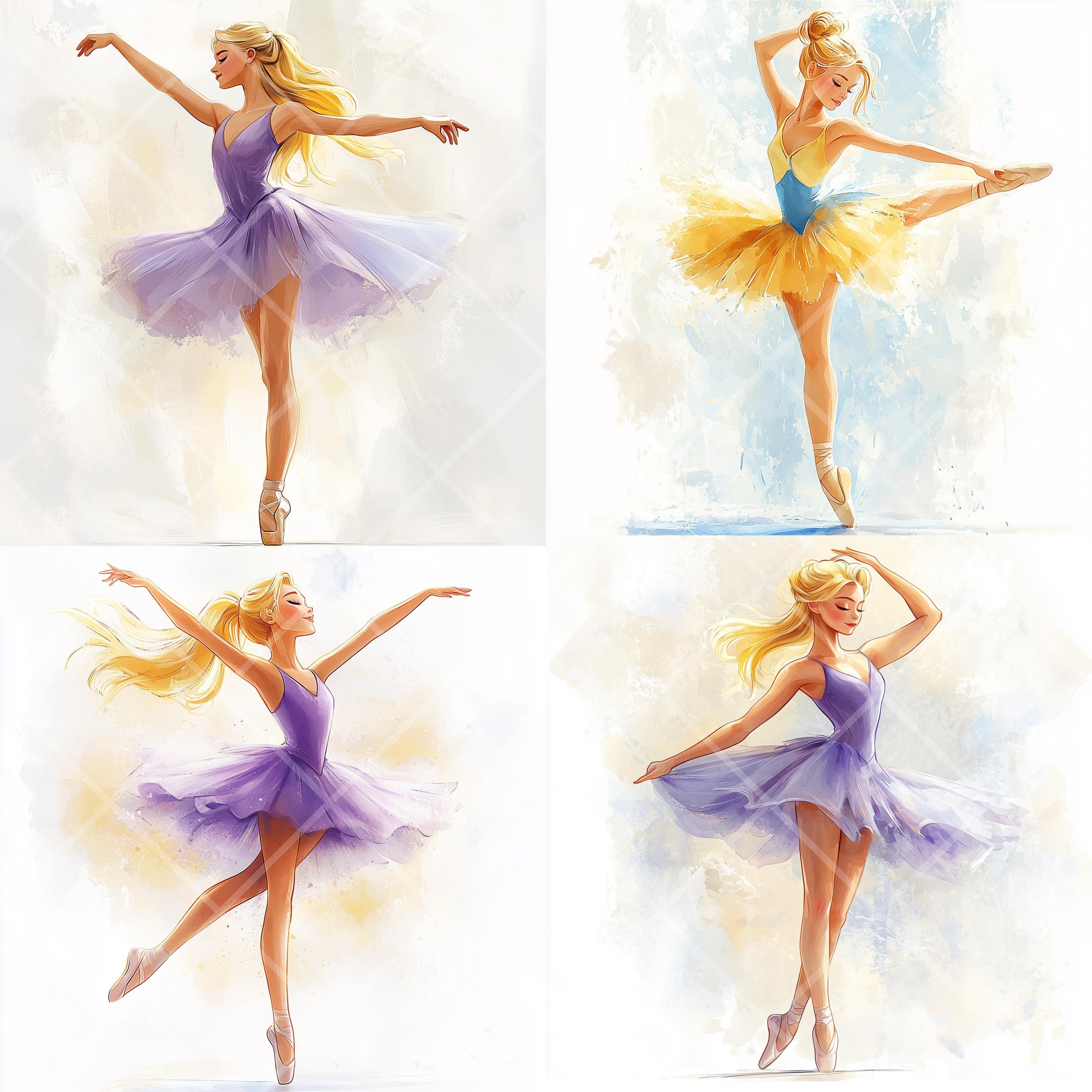 エレガントなバレリーナのクリップアート：踊るバレエガールのイラスト