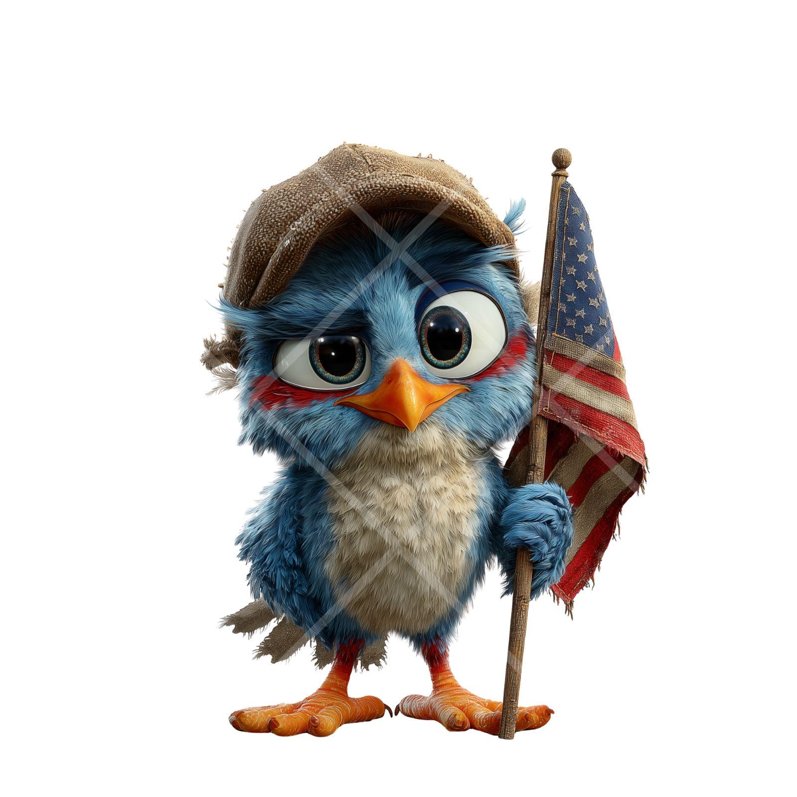 Patriotic Owl and Bird Clipart Bundle PNG, Funny American Birds, 4th of ...