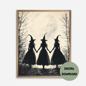 Witchy Decor Halloween Wall Art Printable Vintage Witch Halloween Rustic Halloween Decor Vintage Halloween Paintings
