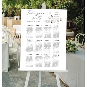 Hand-Drawn Wedding Seating Chart Template: Elegant Illustrated Design (Digital Download)