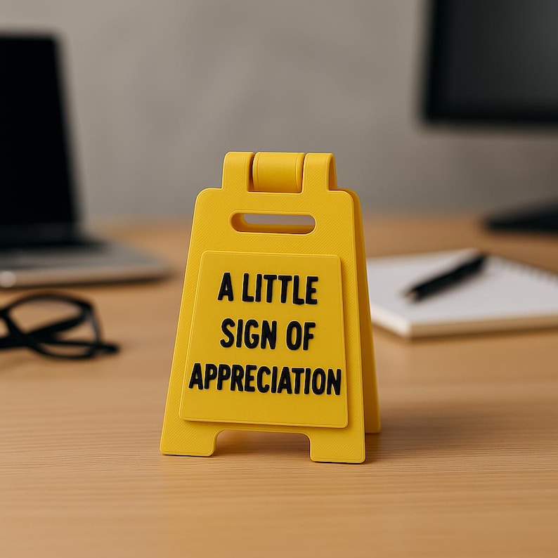 A little yellow sign of appreciation on a desk