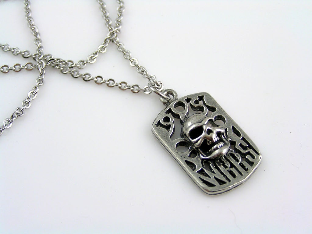 Mens Skull Dog Tag Necklace - Etsy
