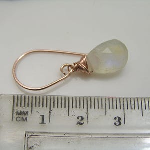 Rose Gold Earrings with Moonstones, Rainbow Moonstone Jewelry, E2458 image 2
