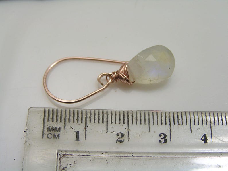 Rose Gold Earrings with Moonstones, Rainbow Moonstone Jewelry, E2458 image 2