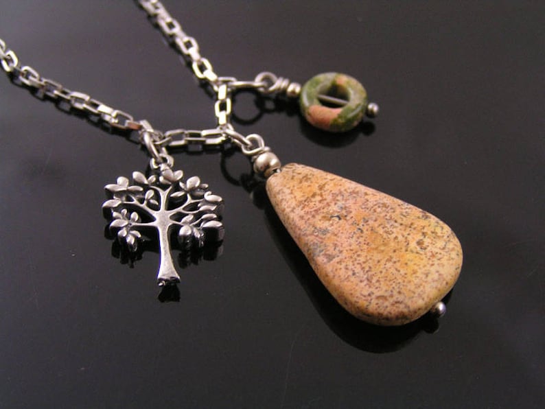 N2049 Green Jade Pendant Jade Necklace Gemstone Jewelry African Jade Jewelry Wire Wrapped Gemstone Necklace Copper Necklace