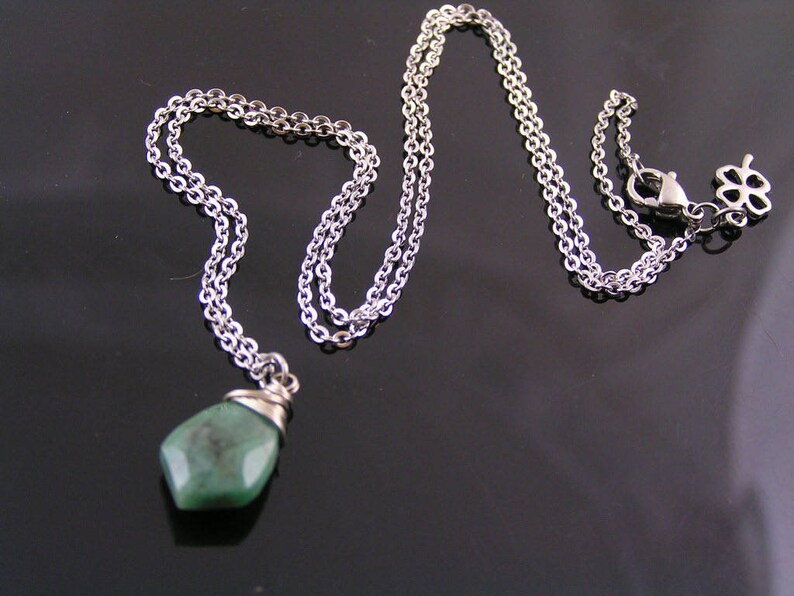 N2049 Green Jade Pendant Jade Necklace Gemstone Jewelry African Jade Jewelry Wire Wrapped Gemstone Necklace Copper Necklace