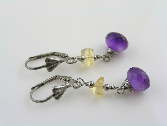 amethyst and citrine earrings