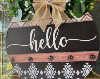 Accroche-porte « Bonjour », enseigne « Bonjour », inscription « Bonjour » sur l'accroche-porte, enseigne « bonjour à la campagne », enseigne de pendaison de crémaillère