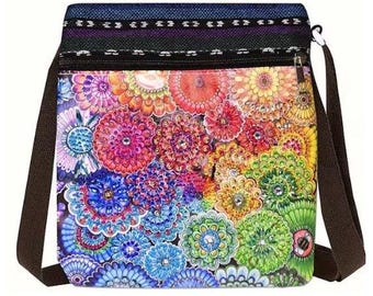 Sac à main mandala bandoulière, sac à main mandala orné, sac à main art diamant