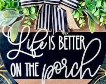Cartello per veranda, Decorazione per veranda esterna, Cartello in legno per veranda, Cartello decorato per veranda, Decorazione estiva per veranda