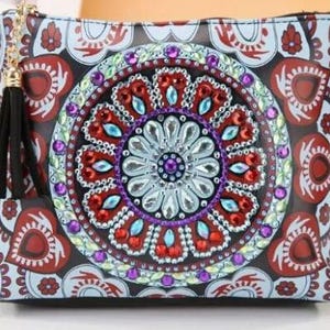 Bolso bandolera con cadena, bolso de mandala azul, regalo único para el Día de la Madre, Día de la Madre, regalo de cumpleaños